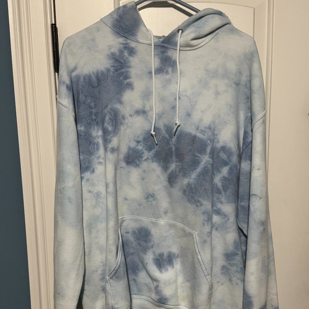 Artist Union Clothing Company Tie Dye Blue White Hoodie Large
